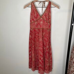 BCBG Y2K Lace Up Halter Dress